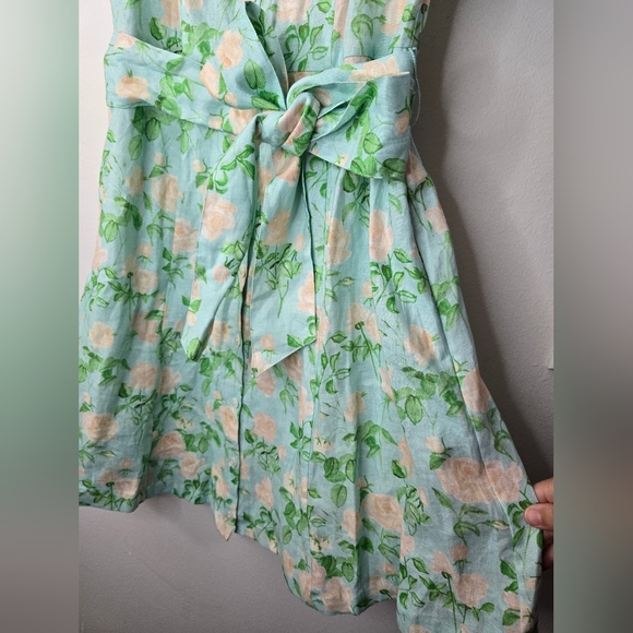 Hill House Blue Roses Linen Laura Floral Dress w Collar Pockets &Button… - Picture 4 of 7